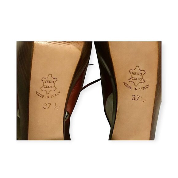 Vintage Michel Perry brown chunky platform lace up sling size 37.5 EU - Picture 10 of 10